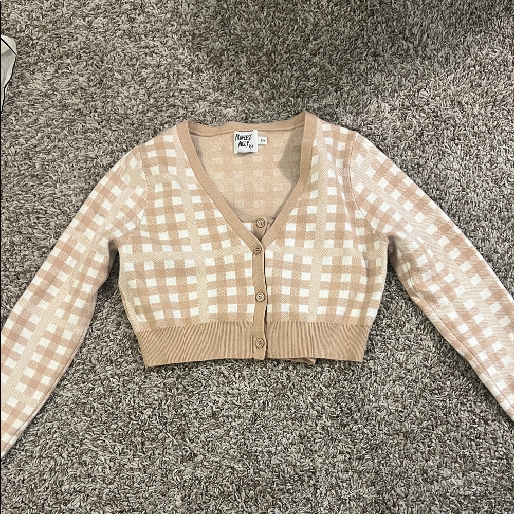 Princess Polly Beige Checkered Cardigan